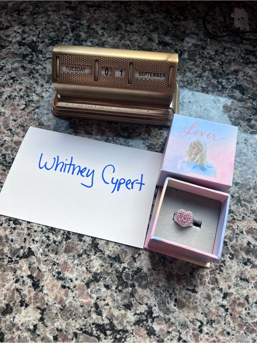 Taylor Swift Lover Pink Heart Ring Size 7